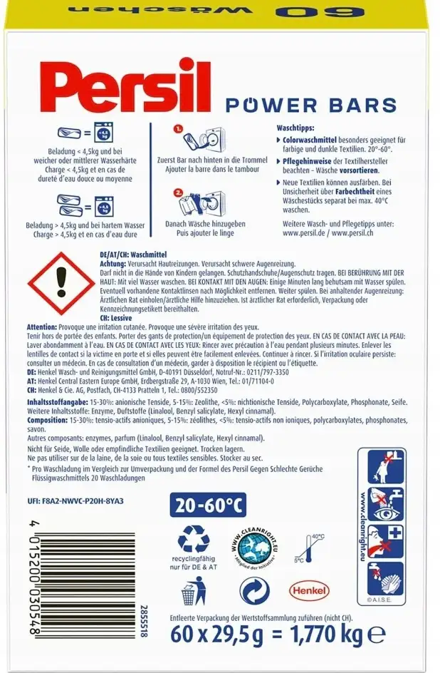 Persil Power Bars Kolor Tabletki 60 szt. z NIEMIEC — 2