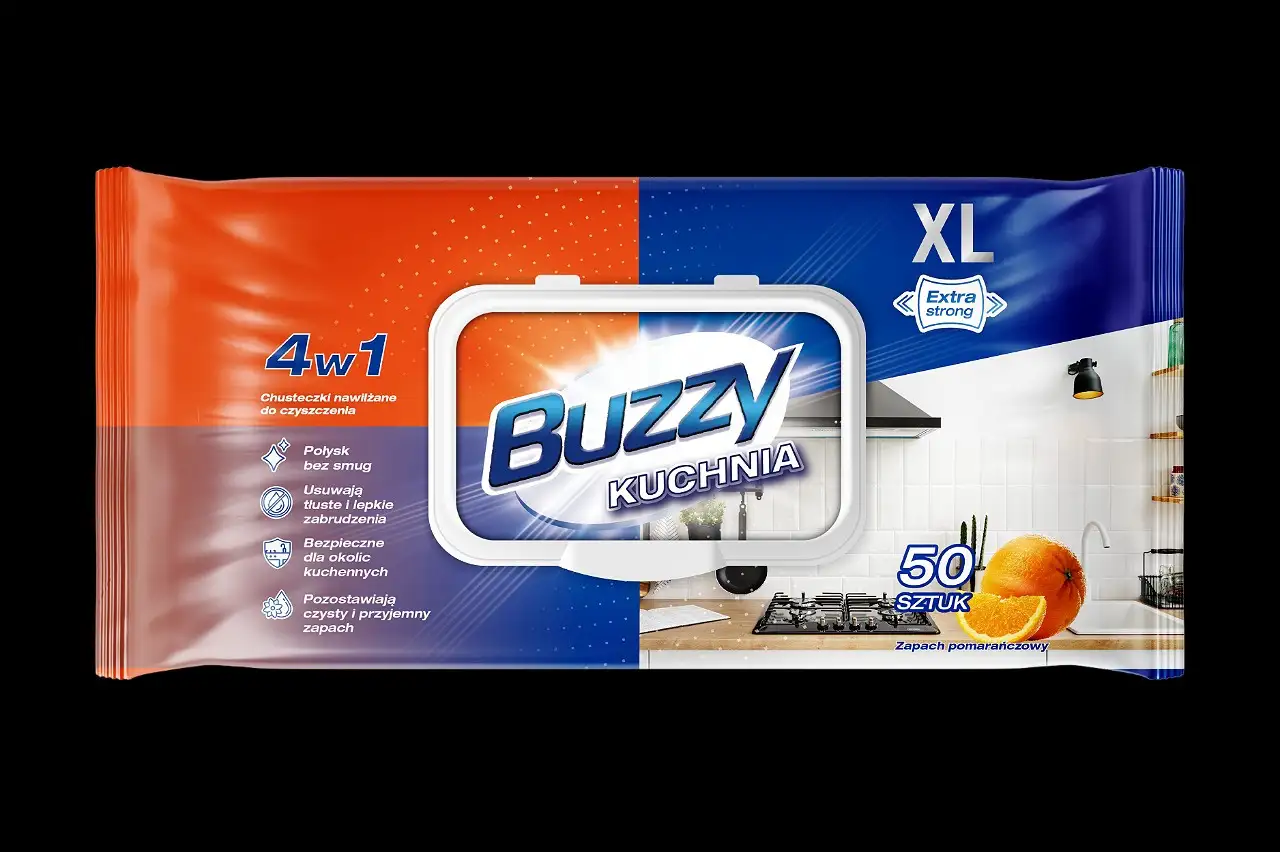 Buzzy Kuchnia Chusteczki Nawilżone do Czyszczenia 50 szt.