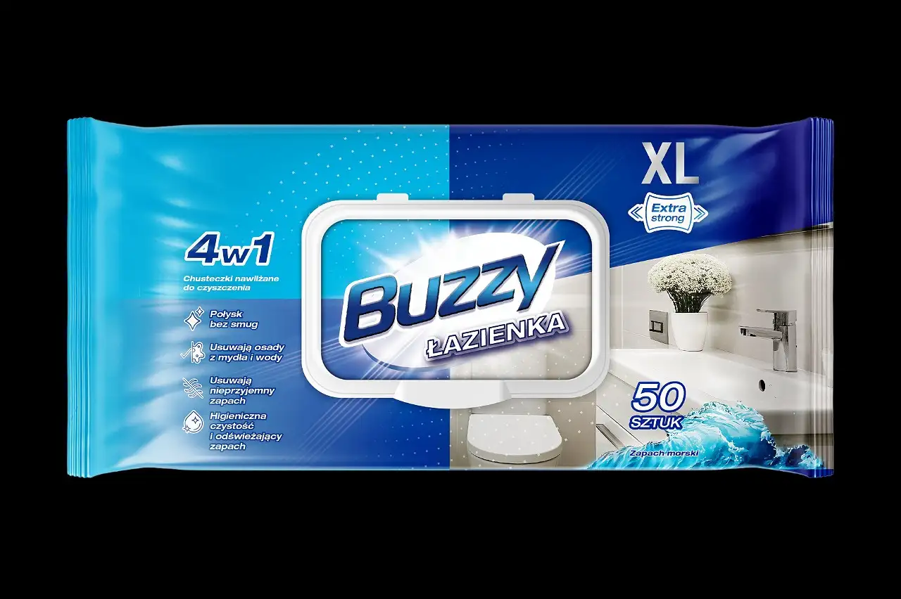 Buzzy Łazienka Chusteczki Nawilżone do Czyszczenia 50 szt.
