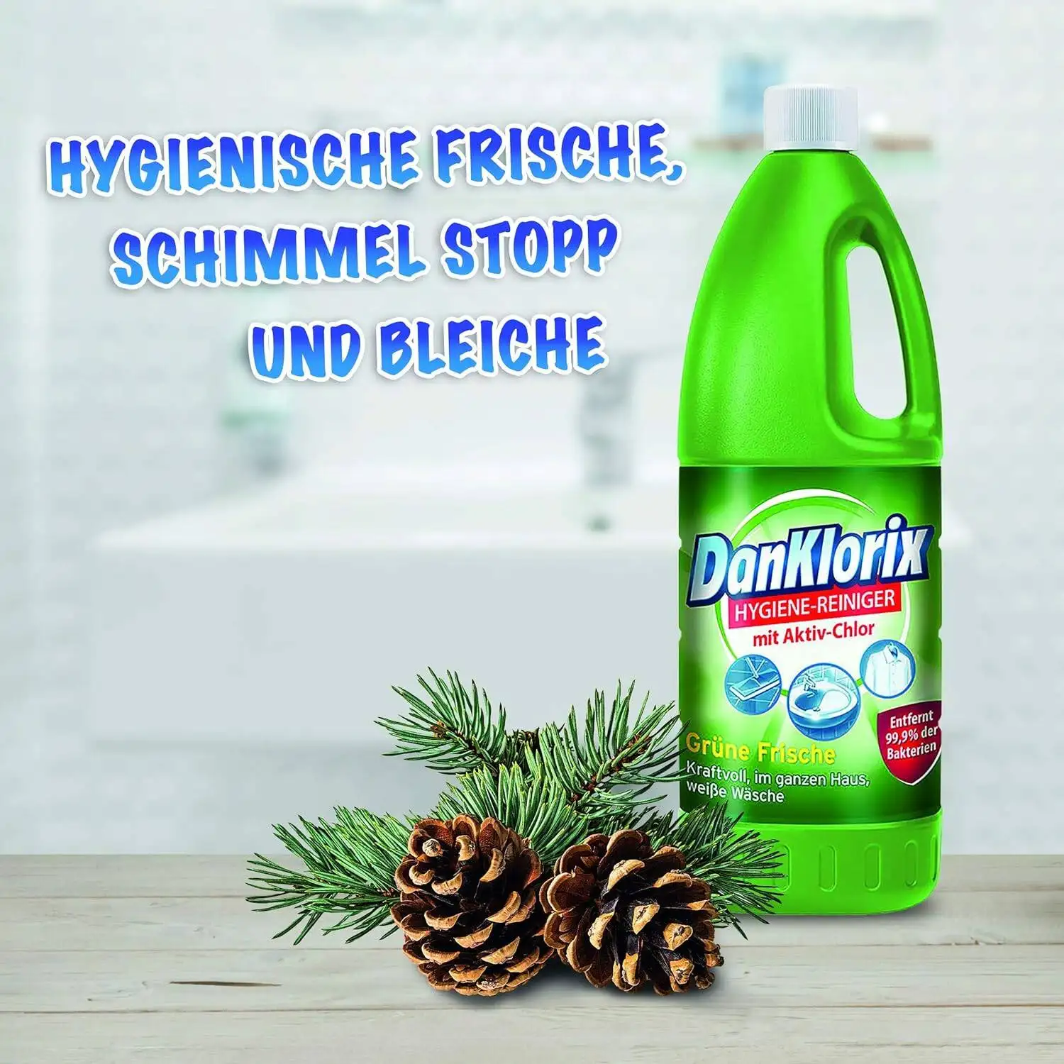 DanKlorix Hygienereiniger Grüne Frische Chlor w Płynie 1,5 l — 2