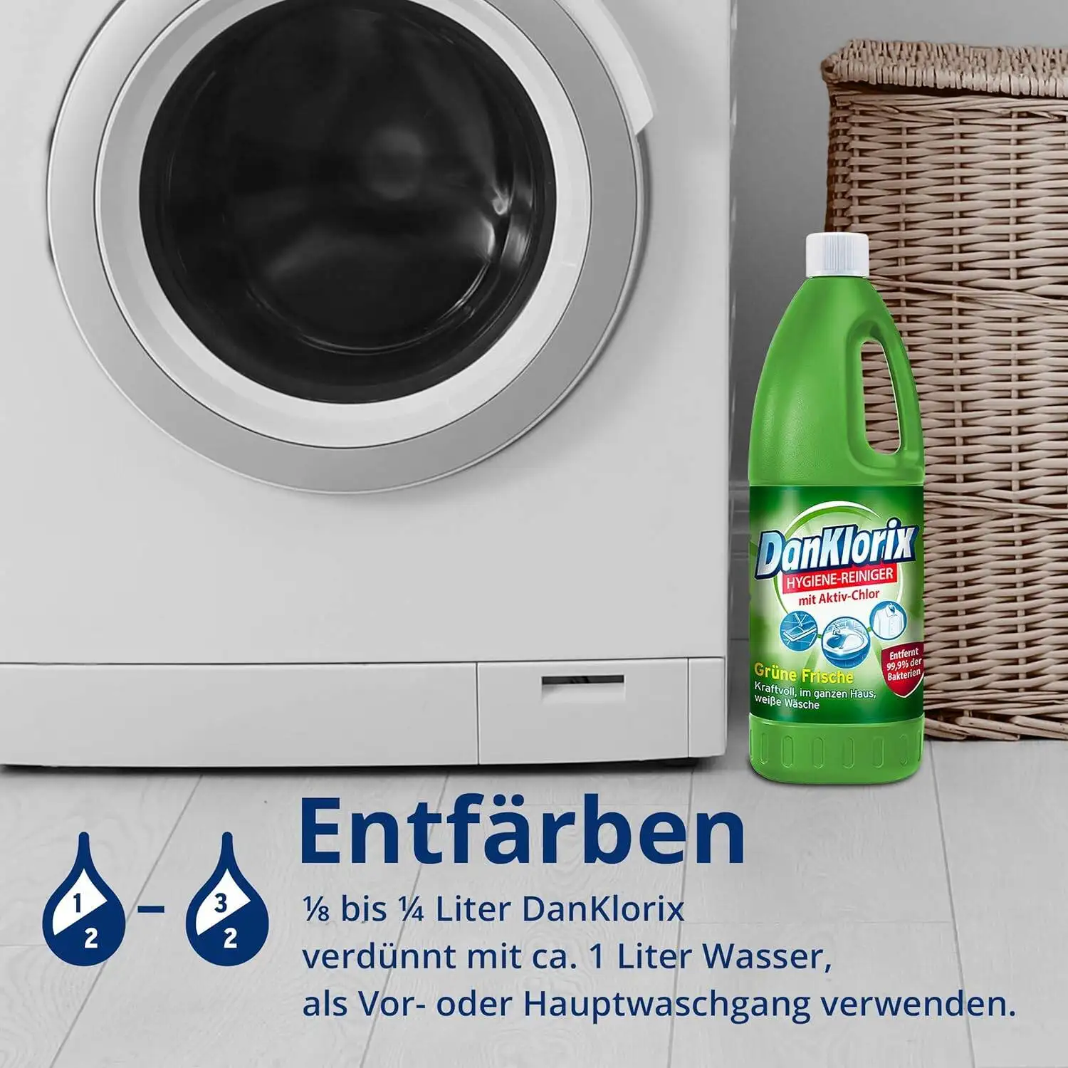 DanKlorix Hygienereiniger Grüne Frische Chlor w Płynie 1,5 l — 3