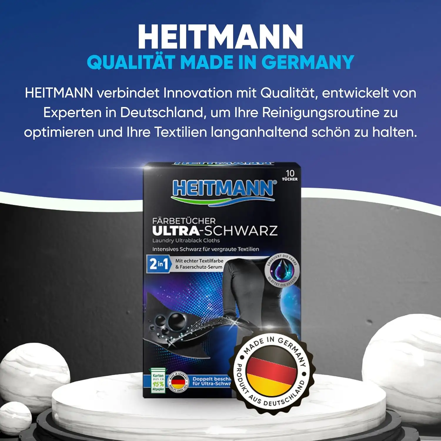 Heitmann Ultra Schwarz 2in1 Chusteczki Odnawiające Czerń 12 szt. — 5