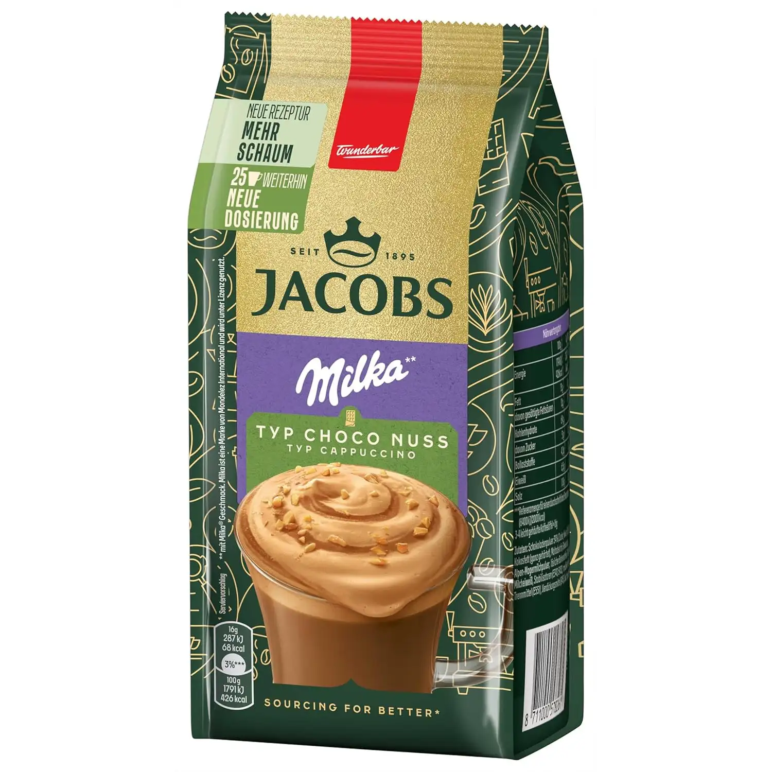Jacobs Cappuccino Choco Nuss Orzechowe z Czekoladą Milka 400 g — 2