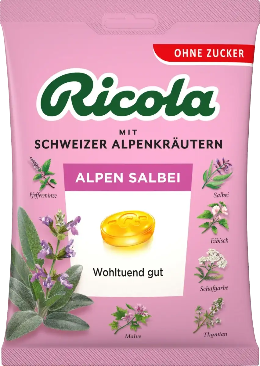 Ricola Alpen-Salbei Cukierki bez Cukru 75 g