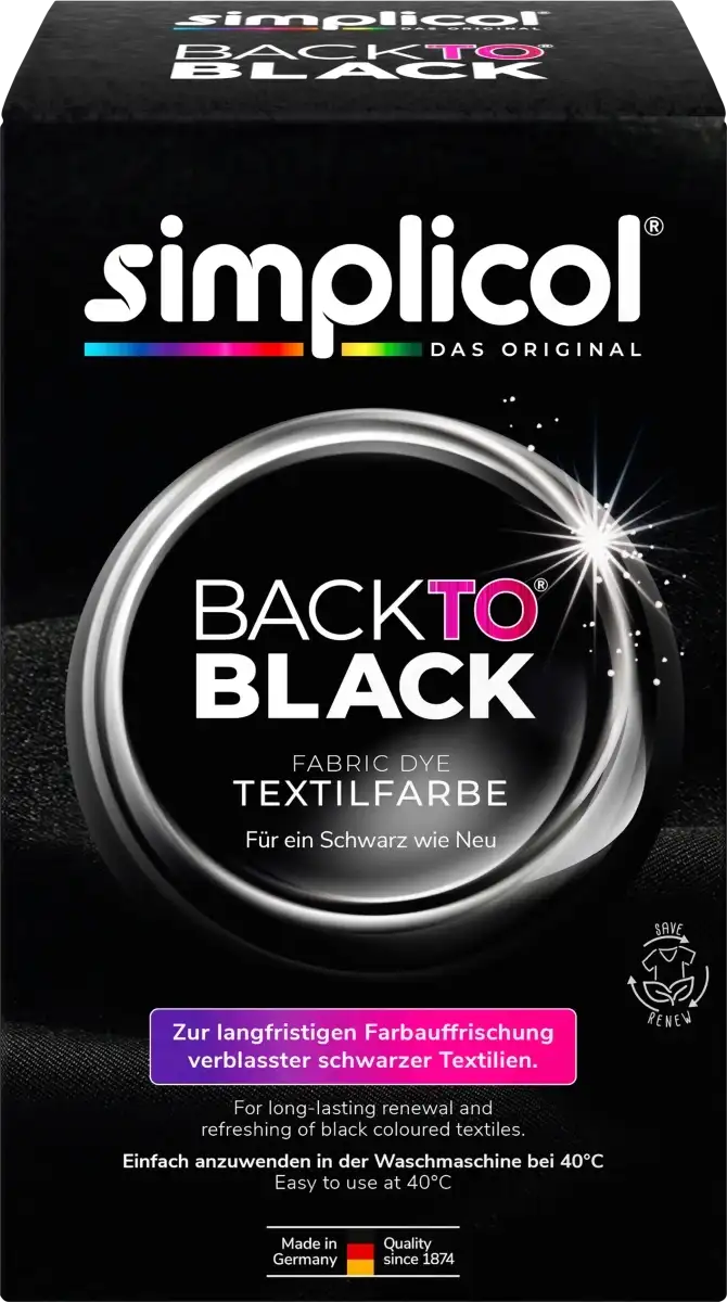 Simplicol Back to Black Barwnik do Tkanin do Odnawiania Koloru 400 g