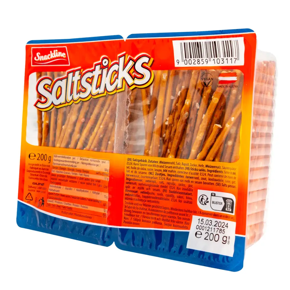Snackline Paluszki Solone Dwupak 200 g