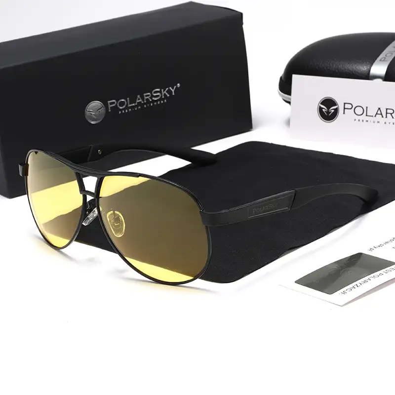 Okulary Nightvision POLARSKY premium AVIATOR do jazdy nocą ZESTAW