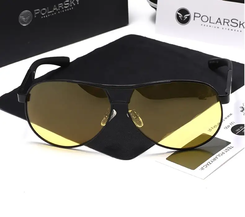 Okulary Nightvision POLARSKY premium AVIATOR do jazdy nocą ZESTAW — 2