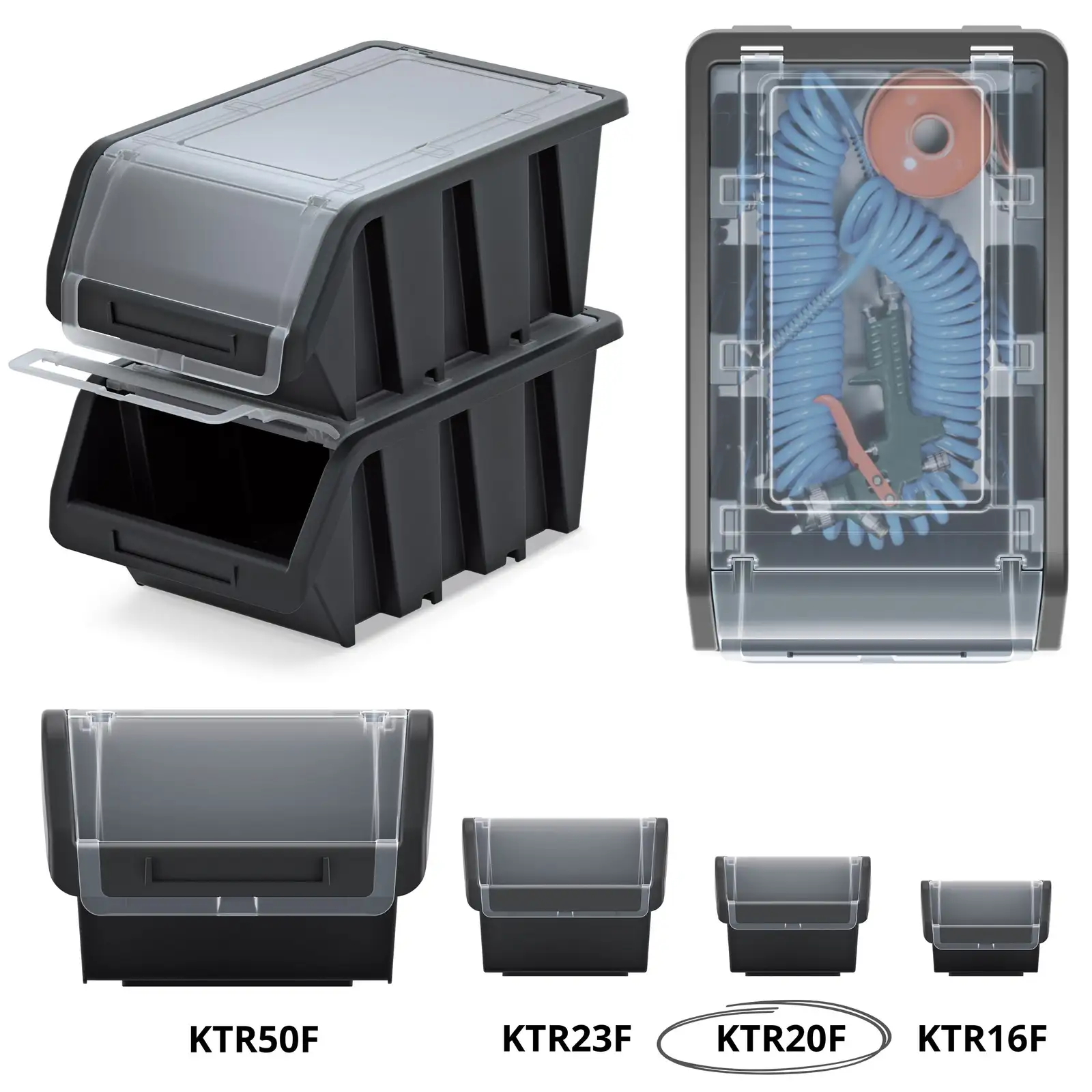 Pojemnik magazynowy Truck Plus KTR20F | Czarny — 3