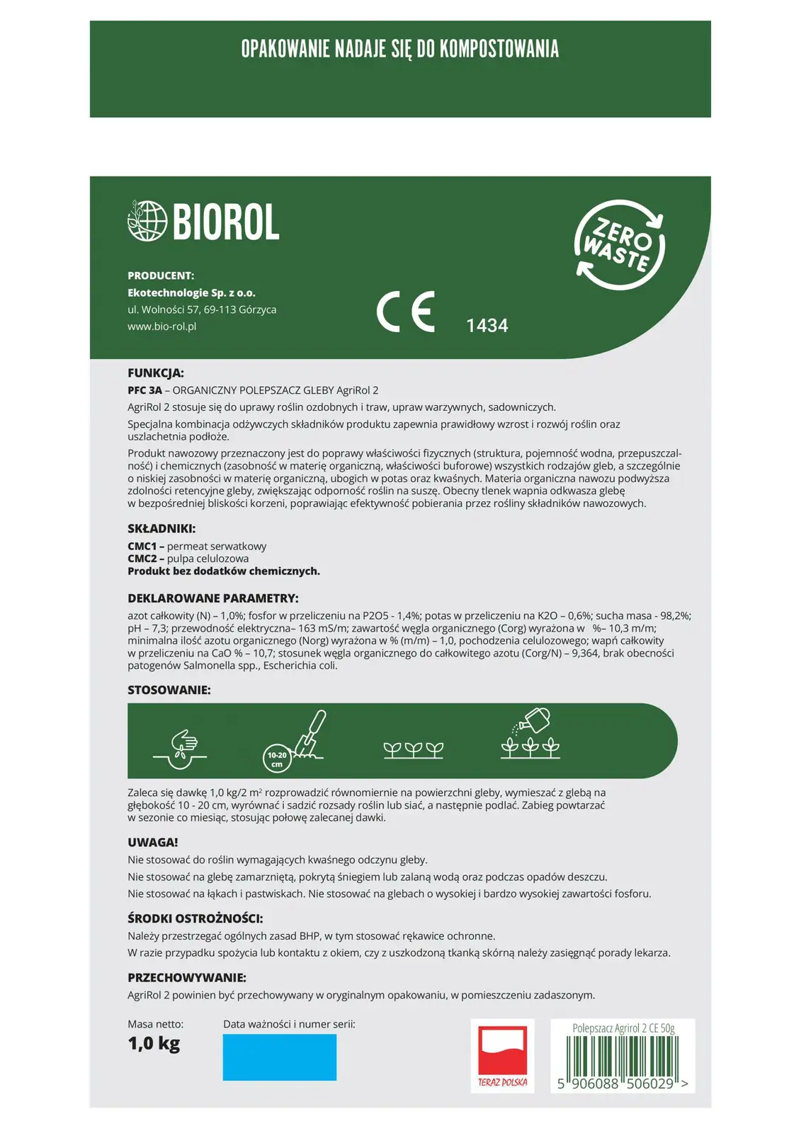 Nawóz BIOROL Uniplantum 1kg do warzyw — 2