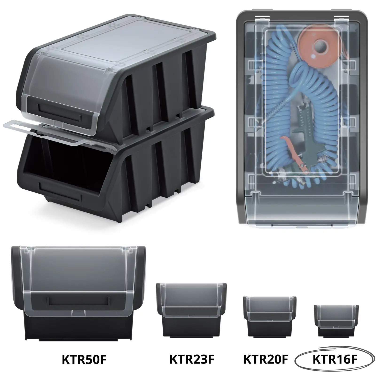 Pojemnik magazynowy Truck Plus KTR16F | Czarny — 3